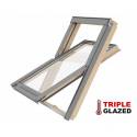 Rooflite TRIO Triple Glazed 55cm x 98cm Pine Centre Pivot Roof Window