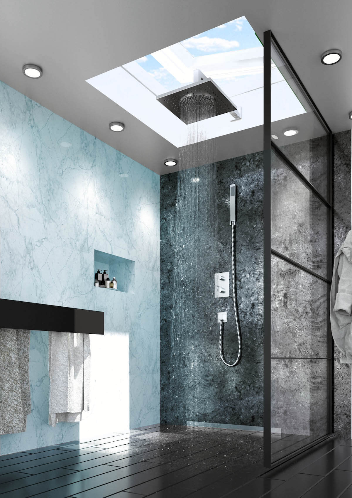 shower with the rooflight